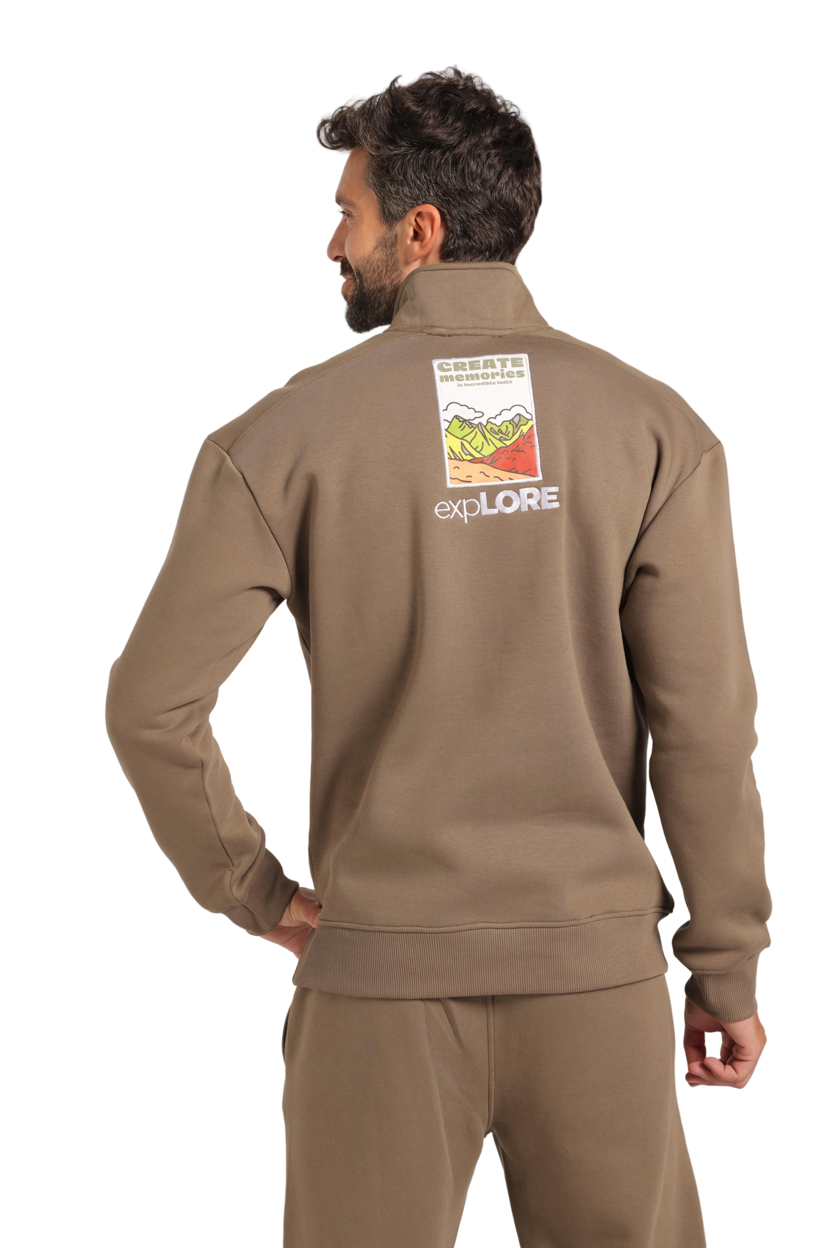 Tracksuit Loungewear Men's Quarter-Zip Oversized Set - Olive