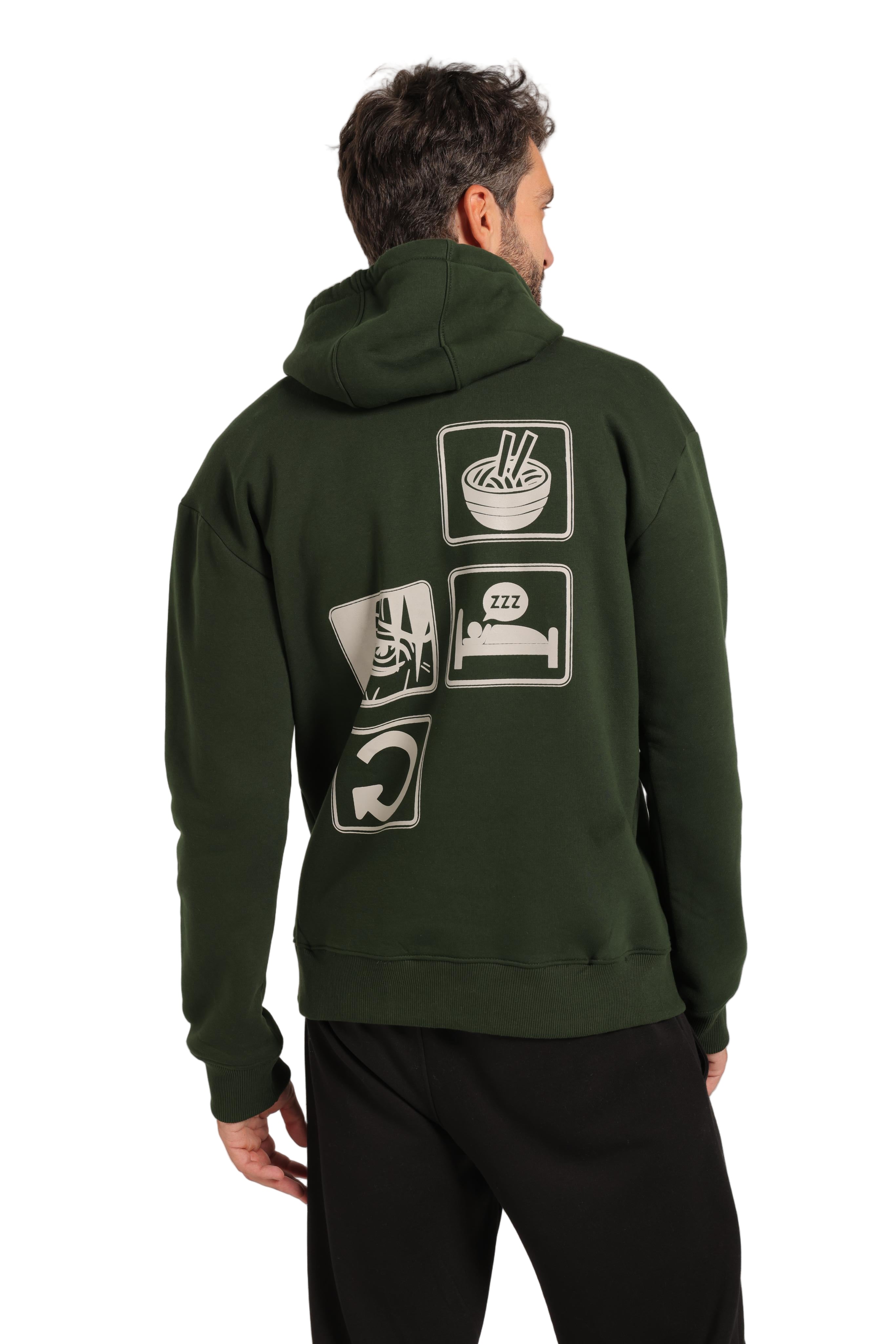 Red Cotton Hoodie -Dark Green