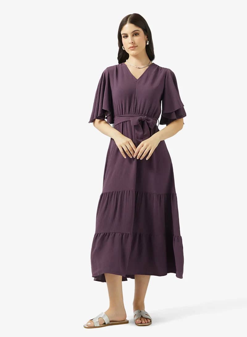 Amethyst Tiered Maxi Dress - Flutter Sleeve
