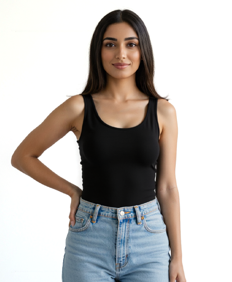 تانك توب حريمي قطن مريح - اسود