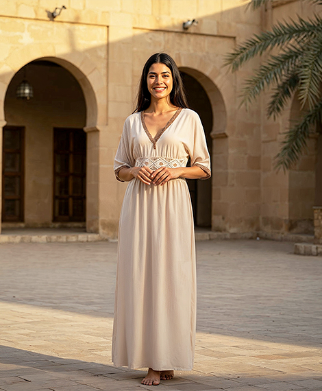 Chic Beige Embroidered Maxi Dress