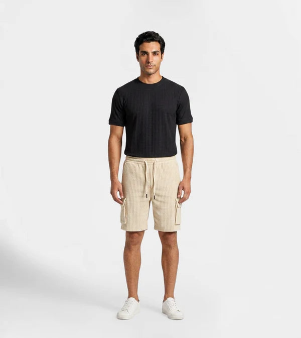 Men Ribbed Cargo Style Shorts
