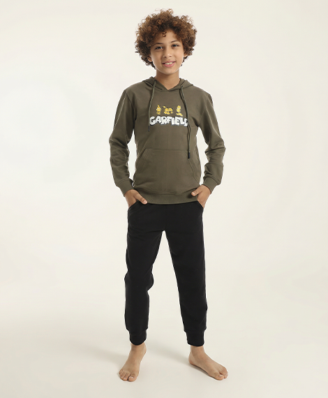 Boys' "Garfield" Graphic Hoodie & Joggers Autumn Set
