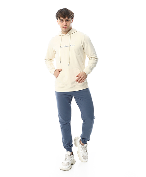 Mens Winter Hoodie Pajamas - Off-White