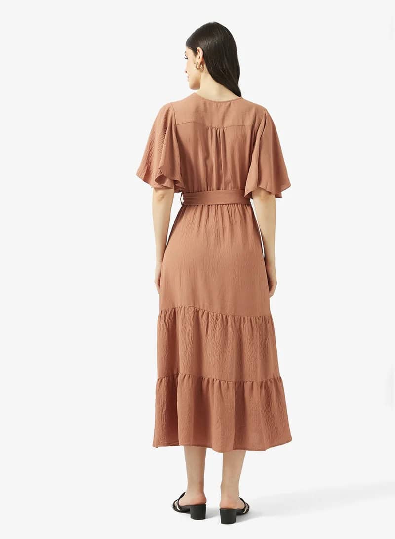 Tiered Maxi Dress - Flutter Sleeve