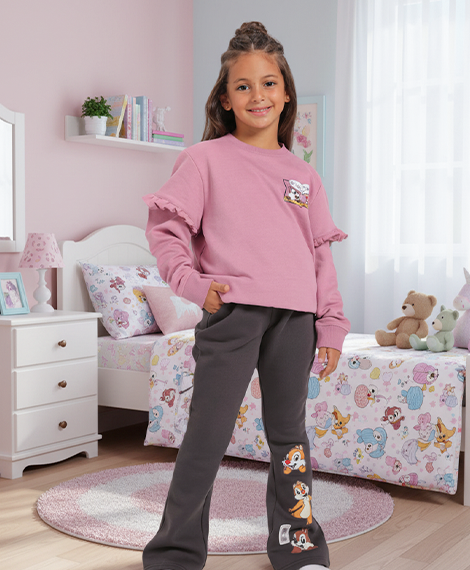 Girls' Winter Pajama Set With Charleston Sweatpants - Kashmir