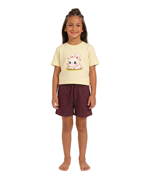 Girls' Playful Bunny Print Summer Set