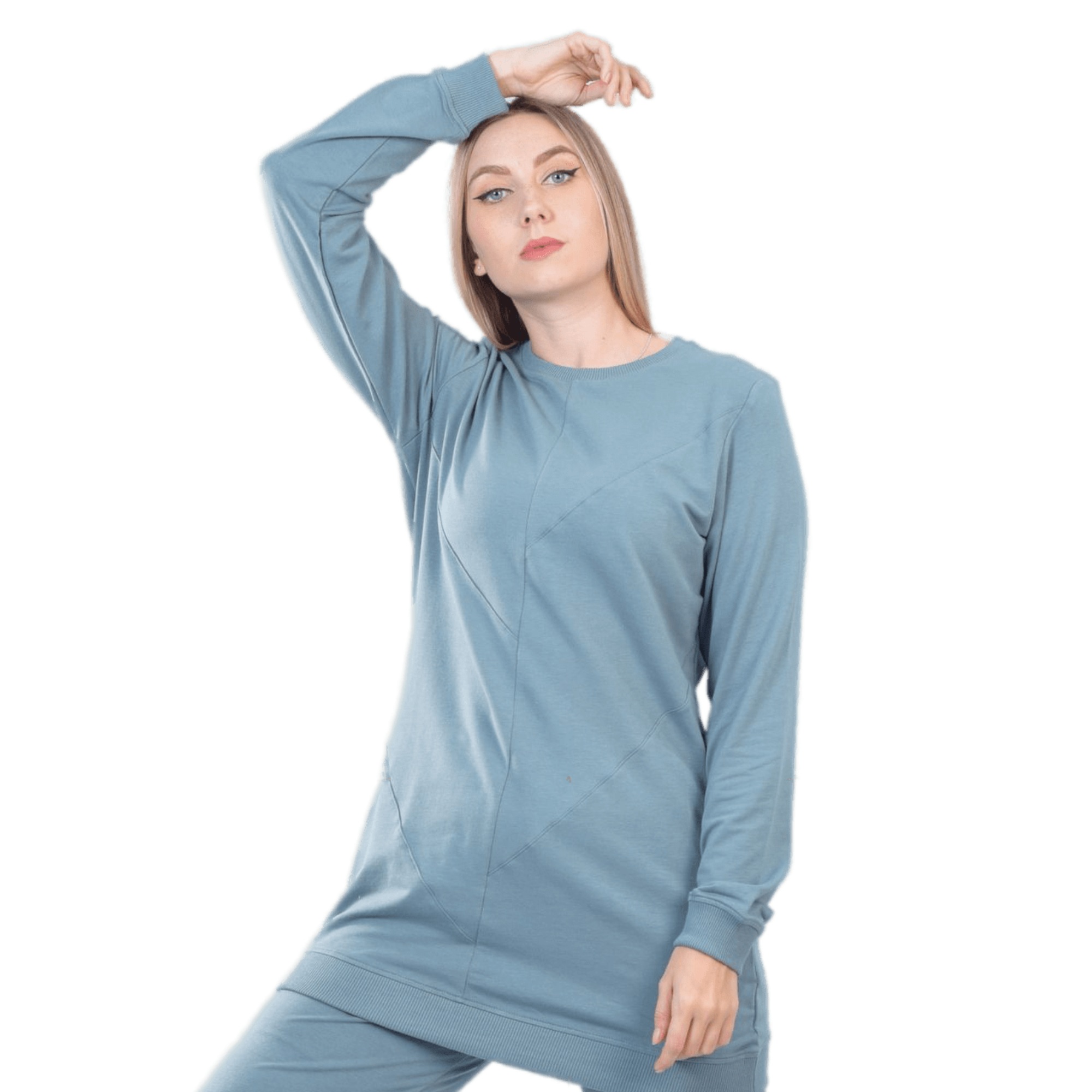 Comfy Logo Print Sweatshirt And Pants Set, Aqua