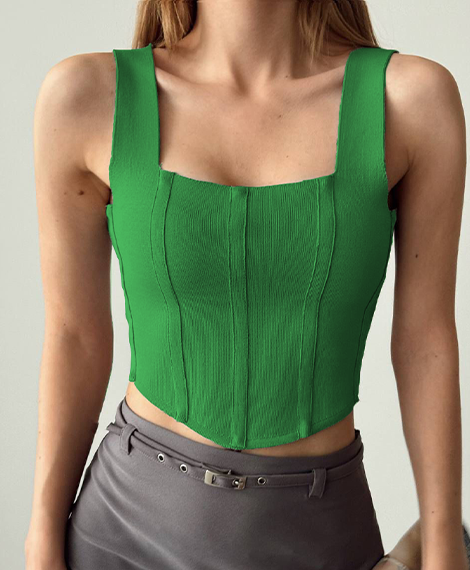 Womens Fitted Sleeveless Crop Top With Comfortable Fabric, Flattering Fit, and Trendy Design - Green