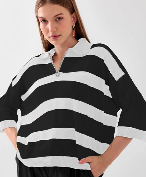 Womens Classic Striped Shirt With Relaxed Fit, Comfortable, and Stylish - Perfect For Any Occasion - Black