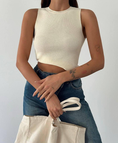 Soft Cotton Tank Top For Women - Activewear, Casual Wear - Beige