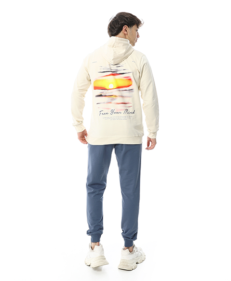 Mens Winter Hoodie Pajamas - Off-White