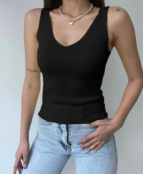 Womens Short Sleeve Cotton Activewear Tank Top - Casual Everyday V-Neck Workout Top - Black