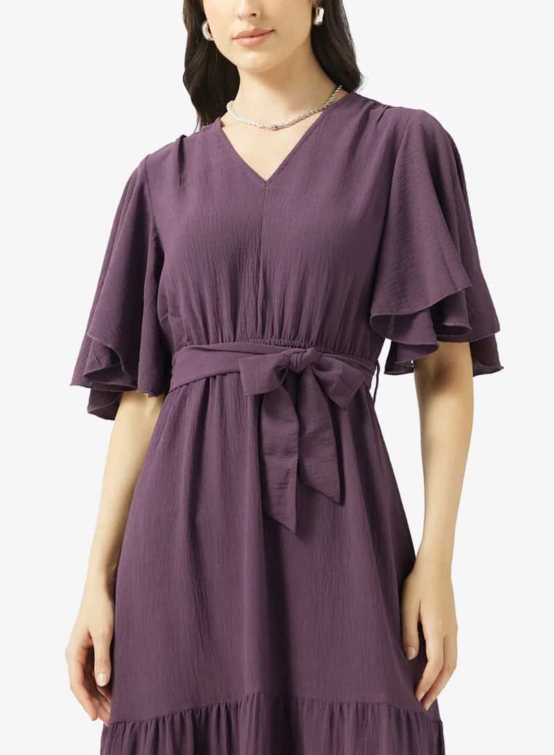 Amethyst Tiered Maxi Dress - Flutter Sleeve