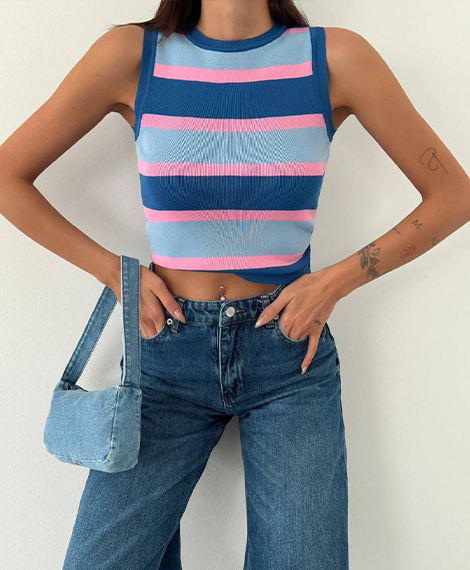 Ribbed Crop Top For Womens Casual Wear - Indiago