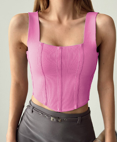 Womens Fitted Sleeveless Crop Top With Comfortable Fabric, Flattering Fit, and Trendy Design - Pink