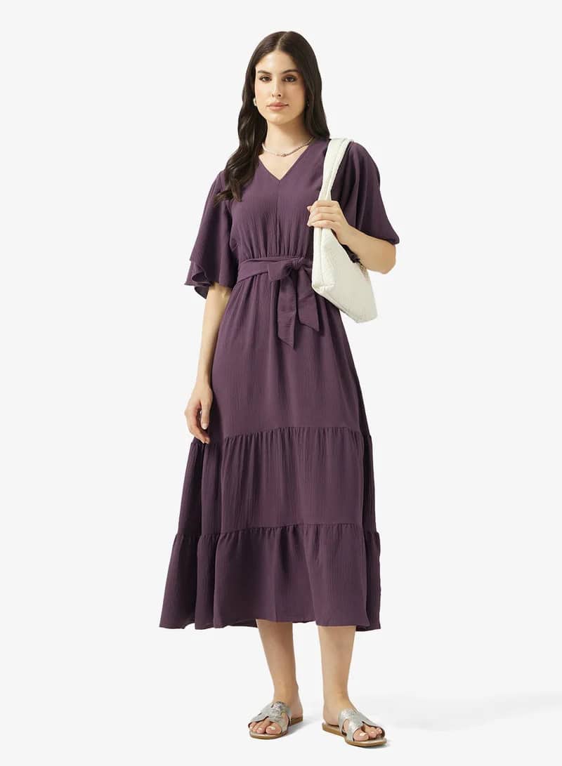 Amethyst Tiered Maxi Dress - Flutter Sleeve