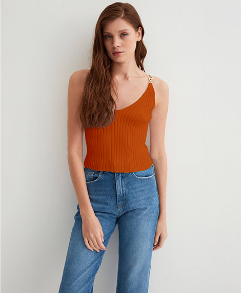 Womens Casual Tank Top With Fitted Design, Comfortable Fabric - Perfect For Everyday Wear - Orange