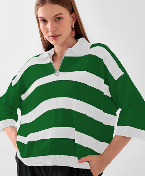 Womens Classic Striped Shirt With Relaxed Fit, Comfortable, and Stylish - Perfect For Any Occasion - Green