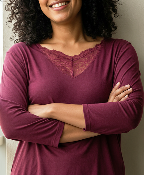 Lace-V-neck Top + Floral Pajama Pants
