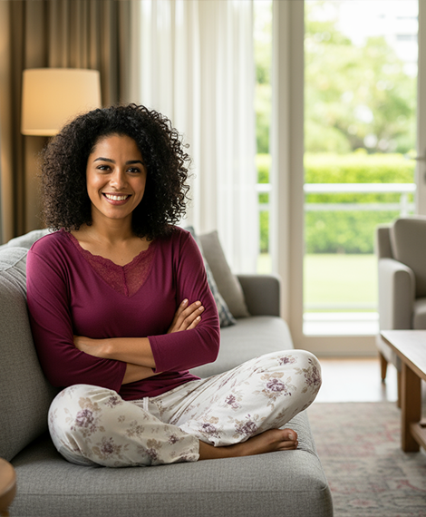 Lace-V-neck Top + Floral Pajama Pants
