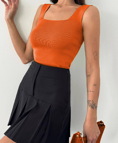 Womens Square Neck Tank Top , Soft Cotton Blend, Breathable, And Comfortable For Daily Wear - Turun