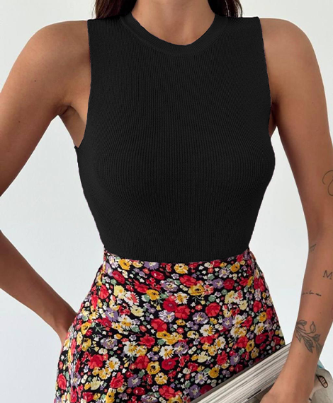 Soft Cotton Tank Top For Women - Activewear, Casual Wear - Black