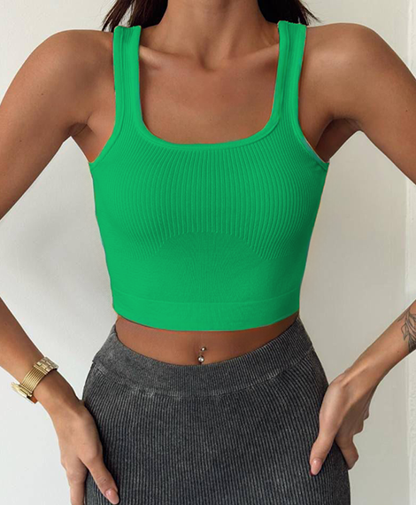 Womens Classic Fitted Top With Ribbed Texture, Comfortable, And Stylish - Perfect For Any Occasion - Green