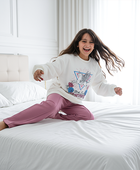 Girls' Winter Pajama Set-Purple