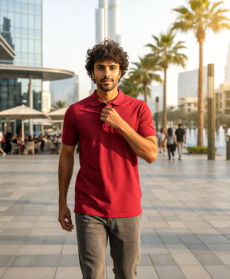 Men’s Polo T-Shirt with Embroidery - Burgundy