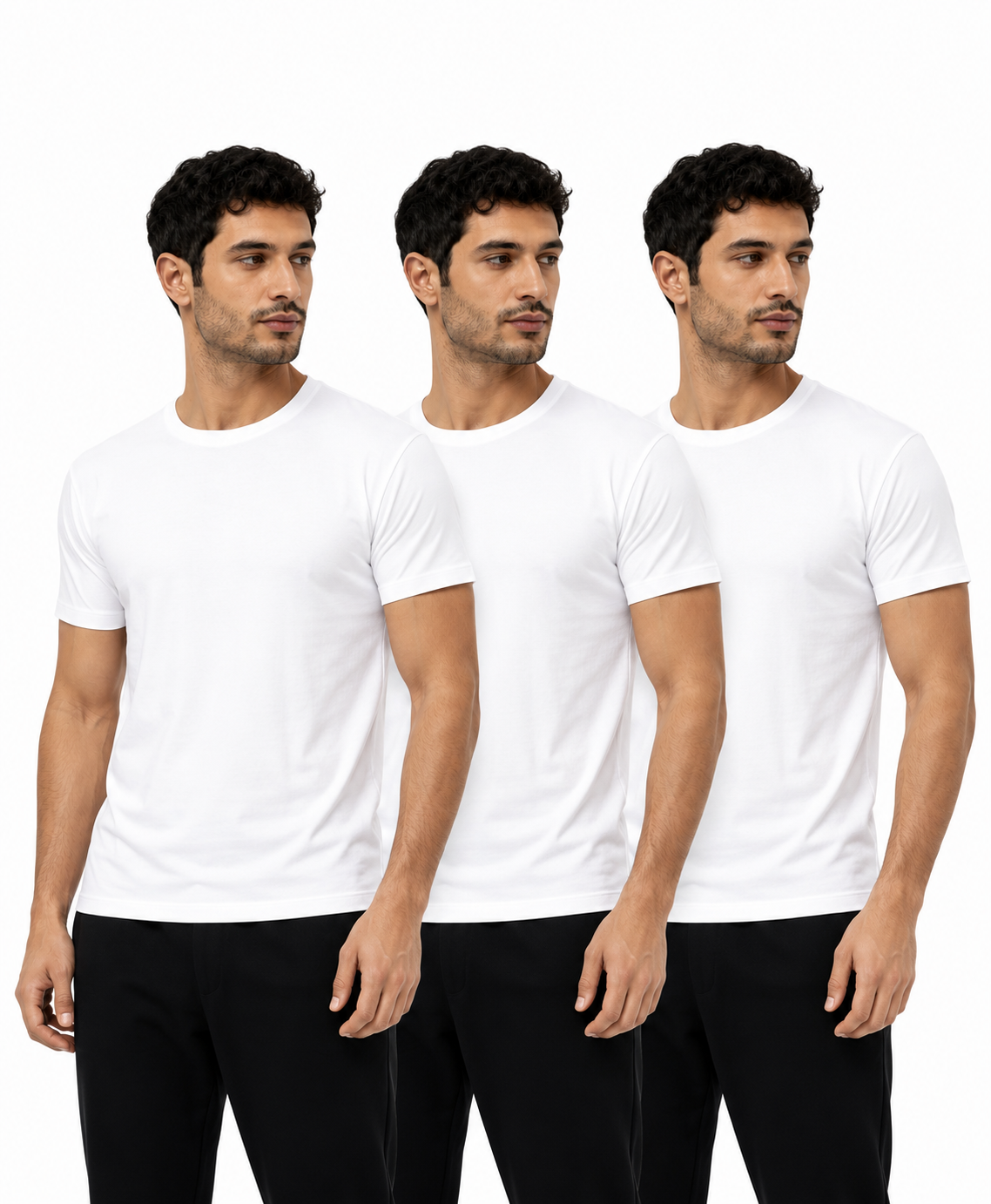 Red Cotton Men's Combed Cotton Crew Neck T-Shirt – Pack of 3 (White)