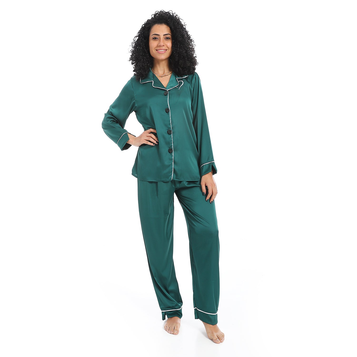 Classic Comfort Satin Pajamas - Green