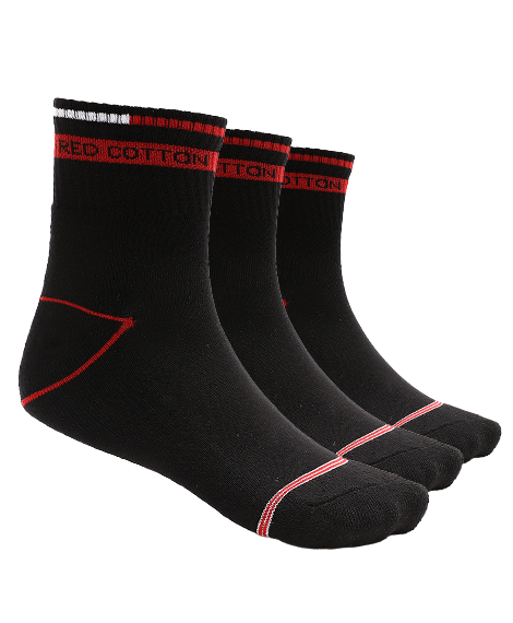جوارب رجالية مريحة متوسطة الطول - 3 قطع - أسود