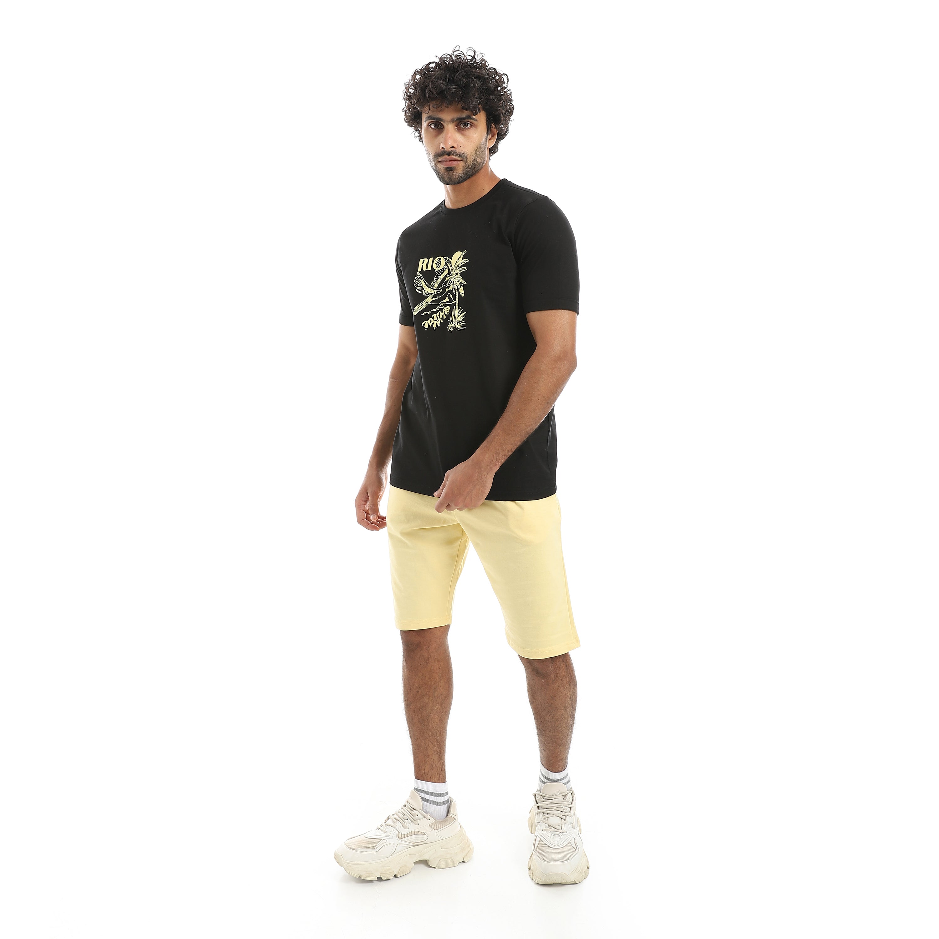 Men’s Pajama Set – Tropical Tee & Cotton Shorts