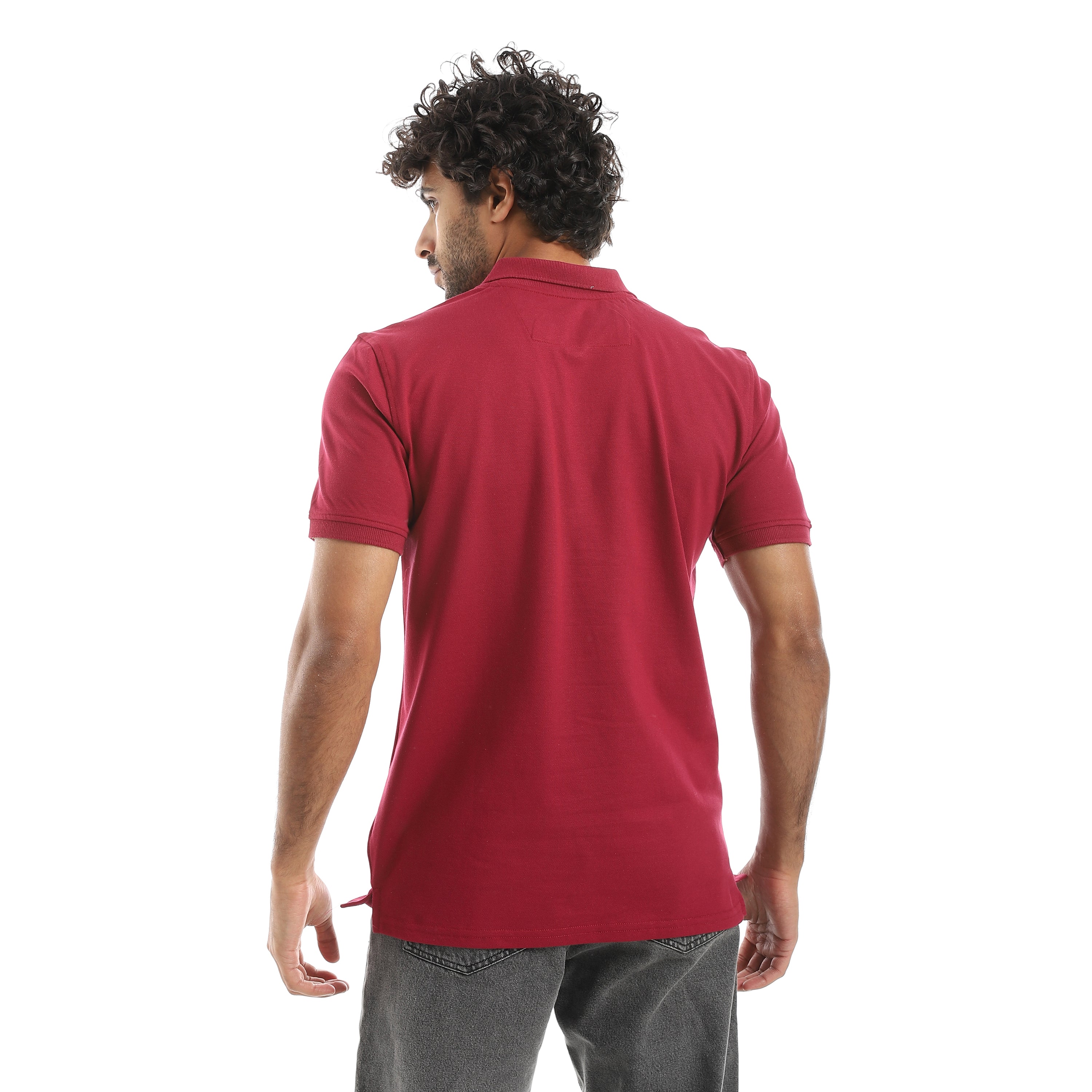 Men’s Polo T-Shirt with Embroidery - Burgundy
