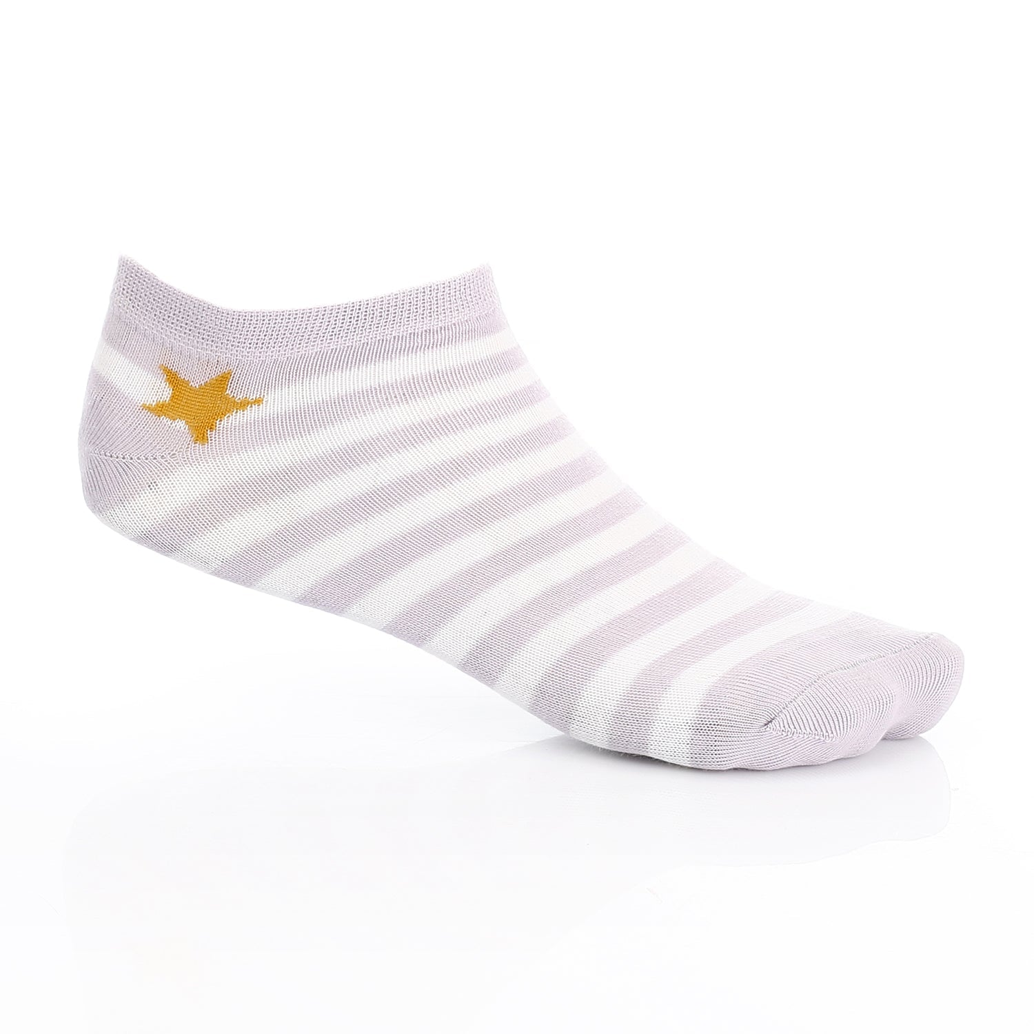 Womens No Show Socks -Purple & White
