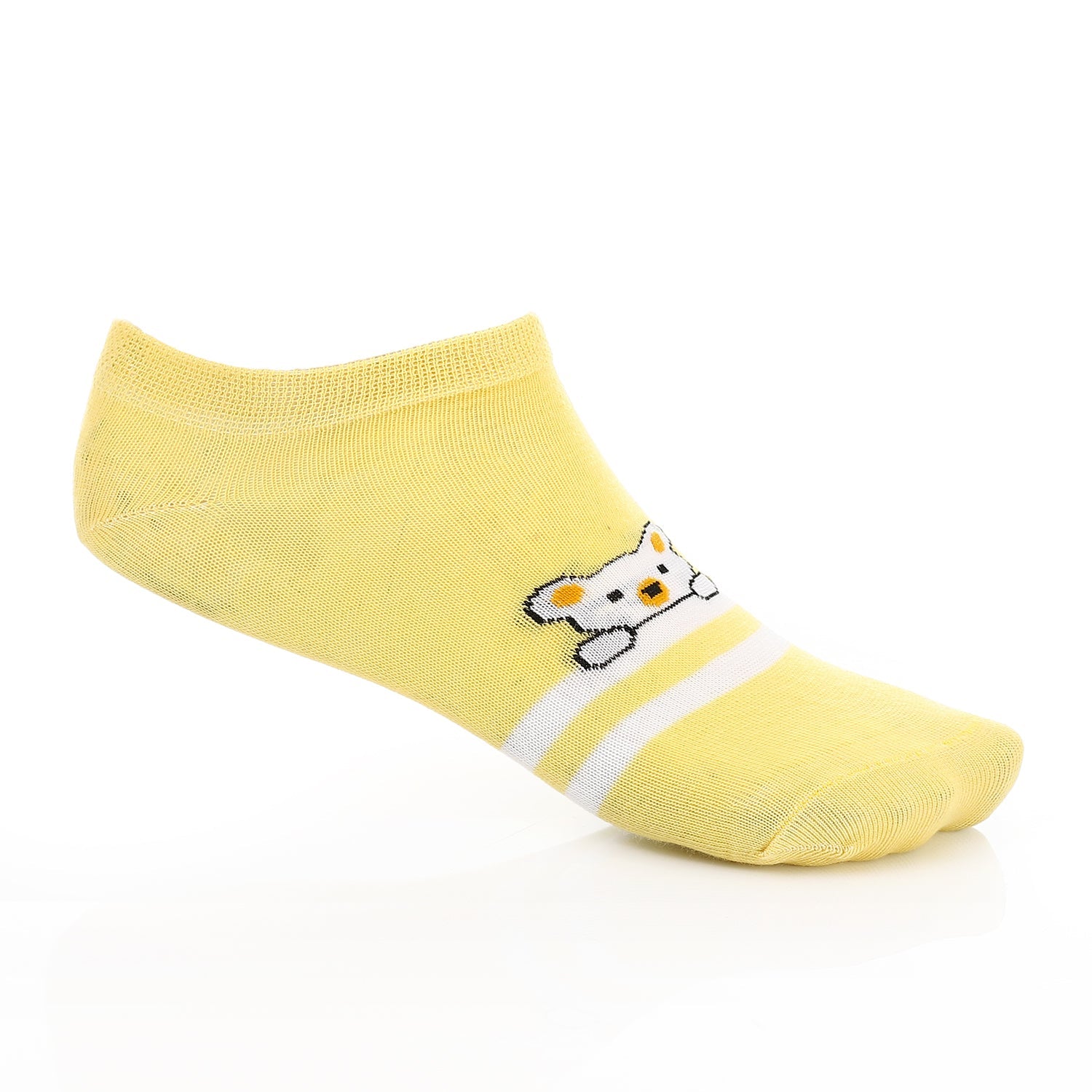 Womens No Show Socks With Drawings - Yellow