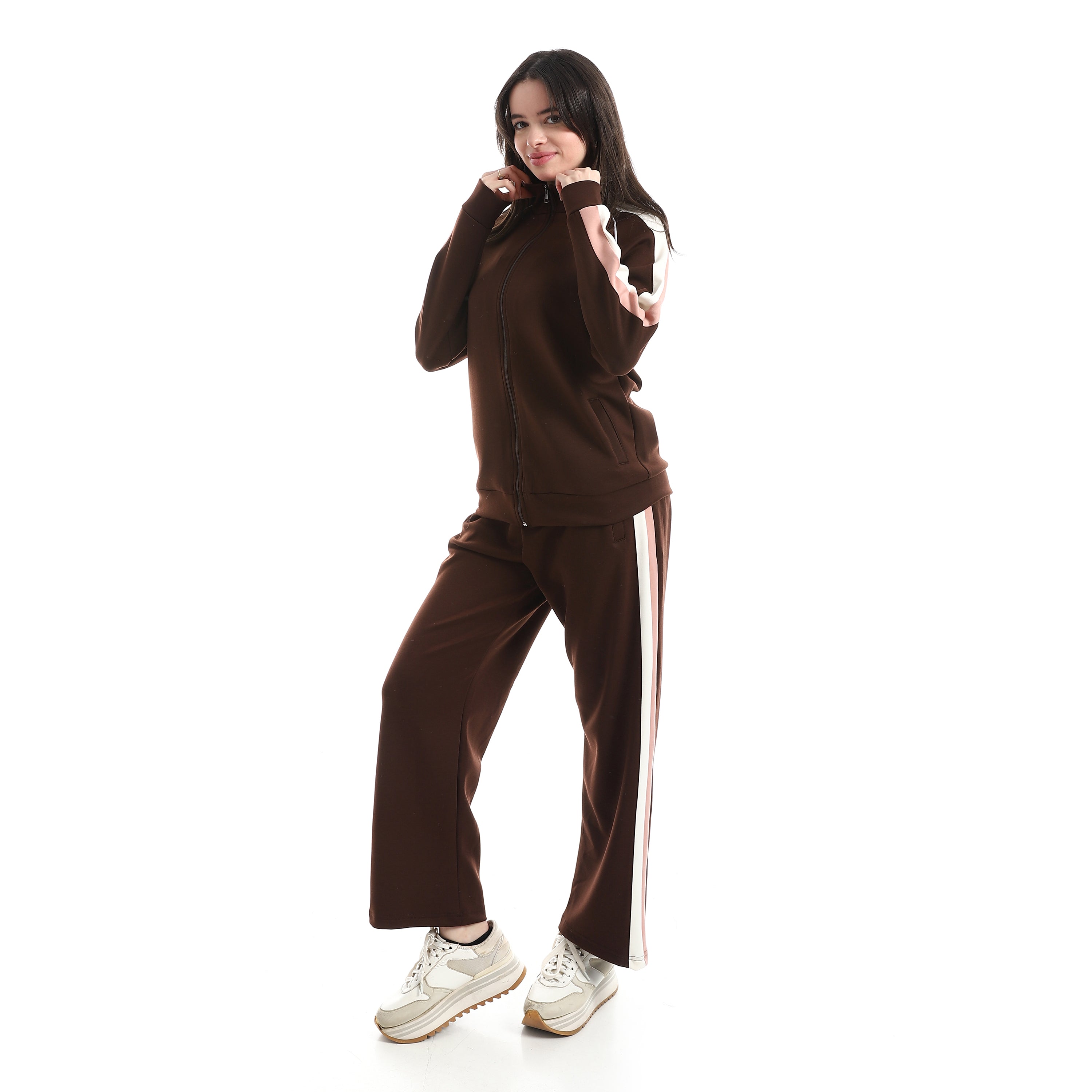 Women’s Retro-Sport Zip-Up Tracksuit Set