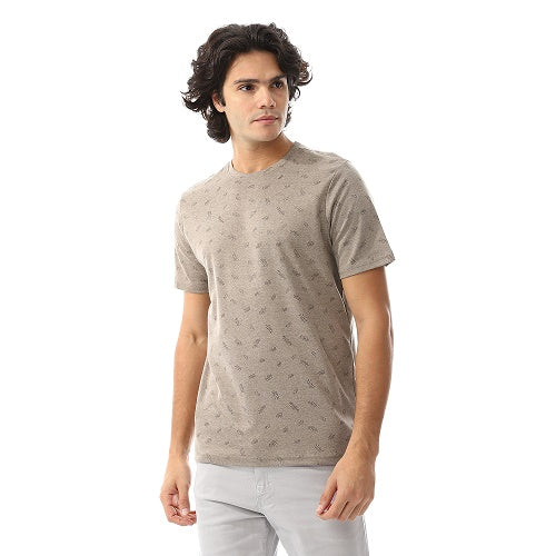 Mens Casual Jacquard T-Shirt - Everyday Comfort-Dark green