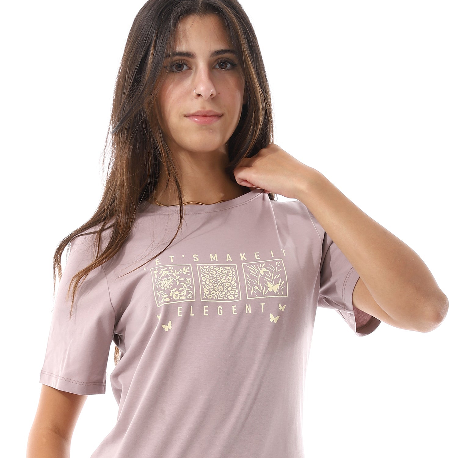 Womens Summer Pajama Cotton T-Shirt And Viscose Pants - Cafe