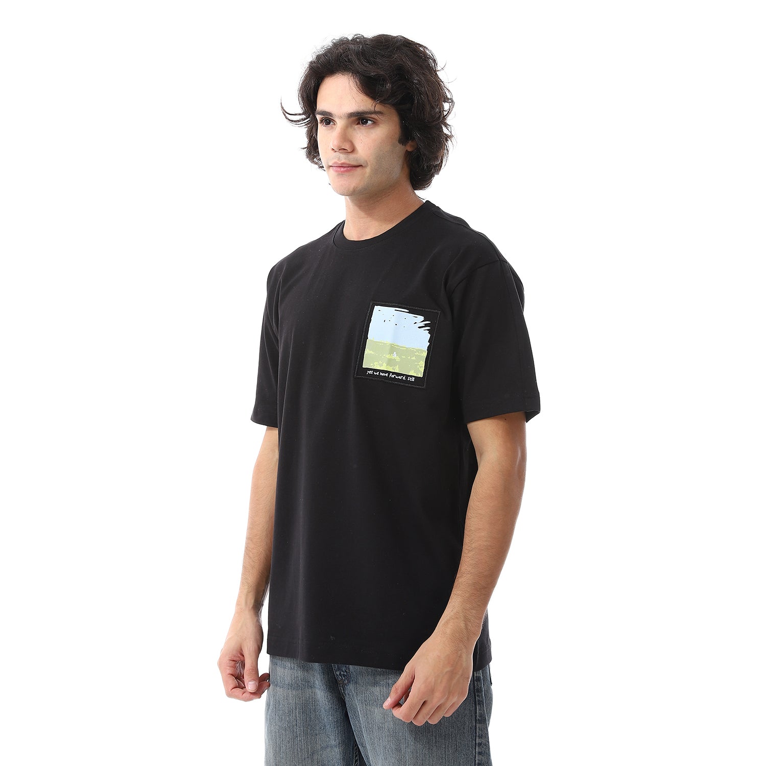 Mens Cotton oversized T-Shirt- Black