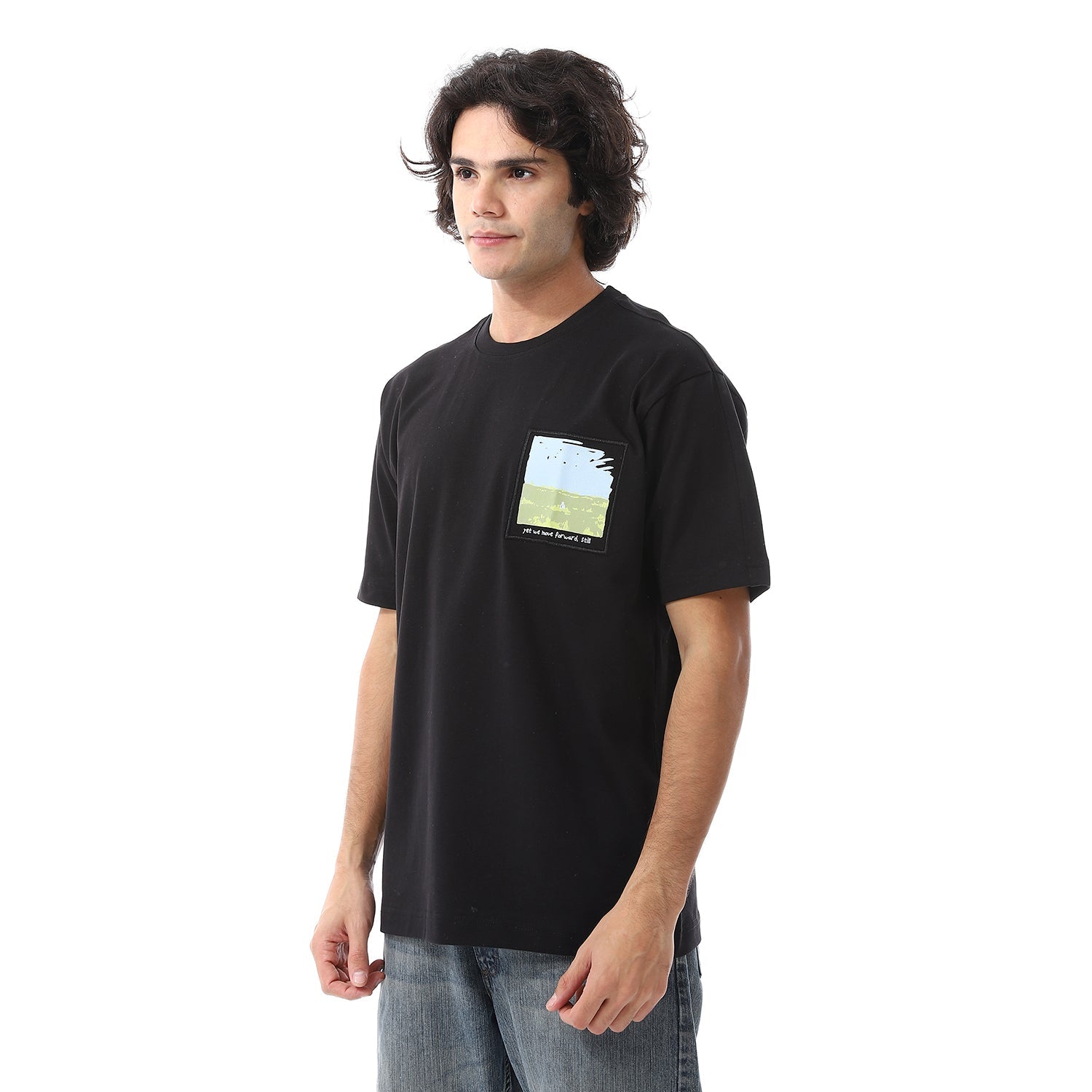 Mens Cotton oversized T-Shirt- Black