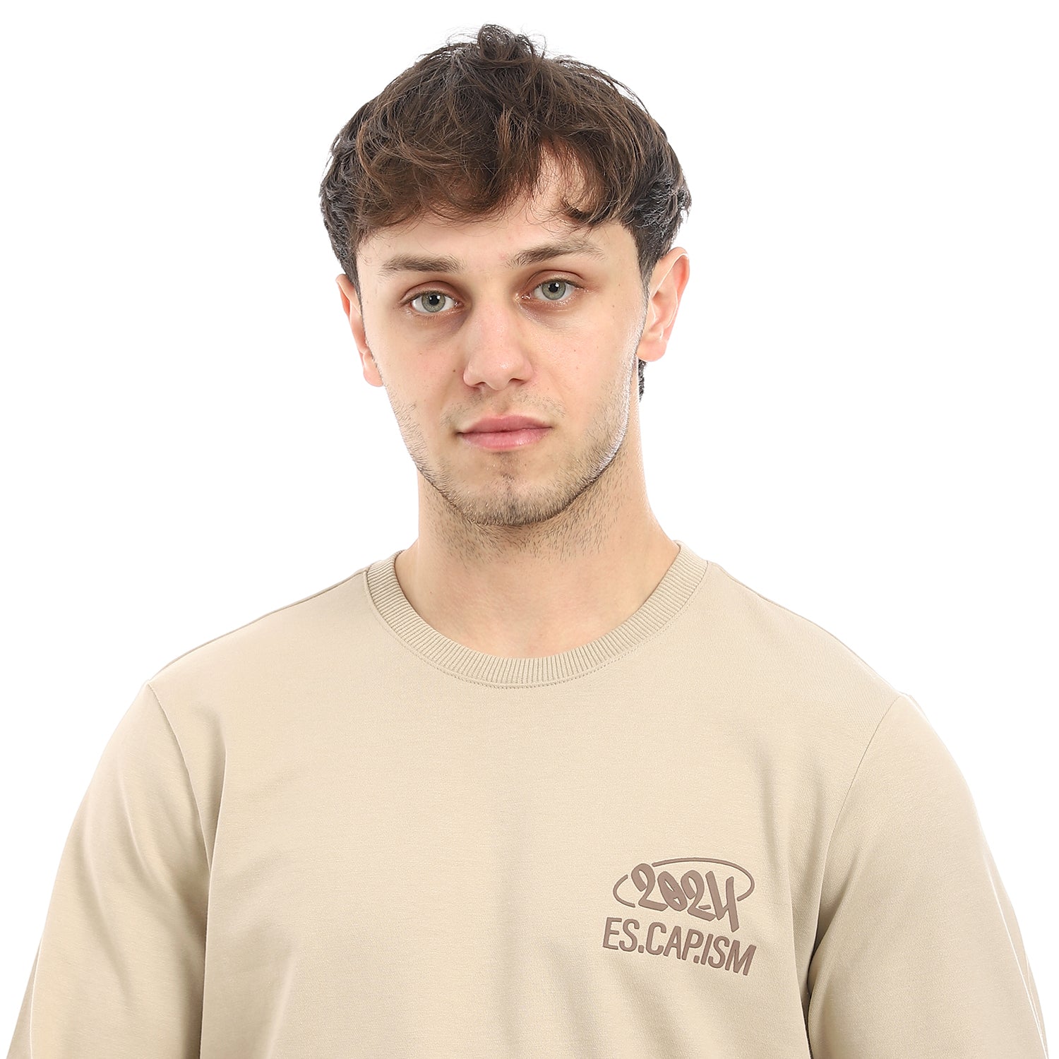 Mens Beige Sweatshirt & Brown Joggers Set - Casual & Comfortable