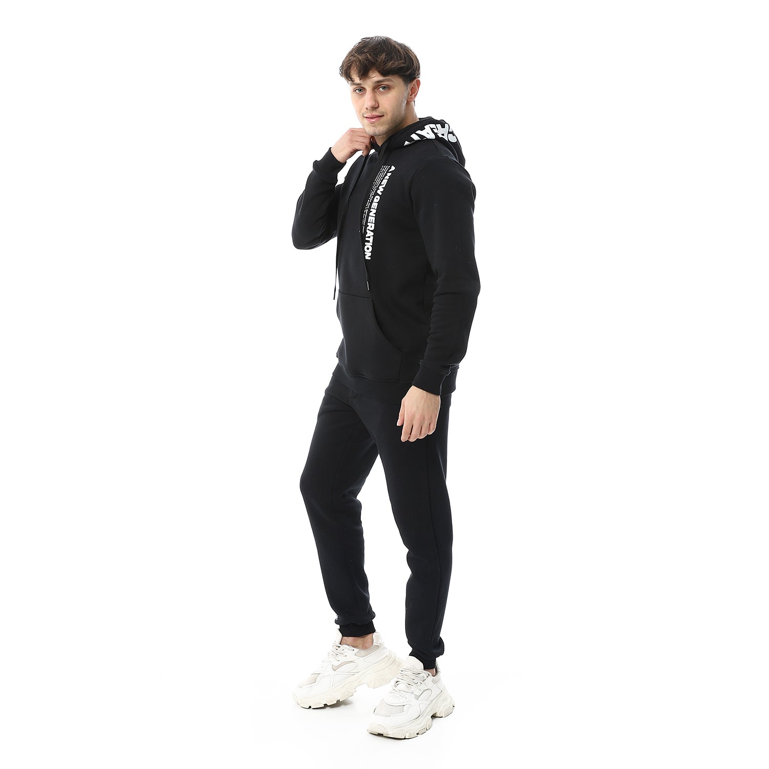 Mens Winter Hoodie Pajamas - Black