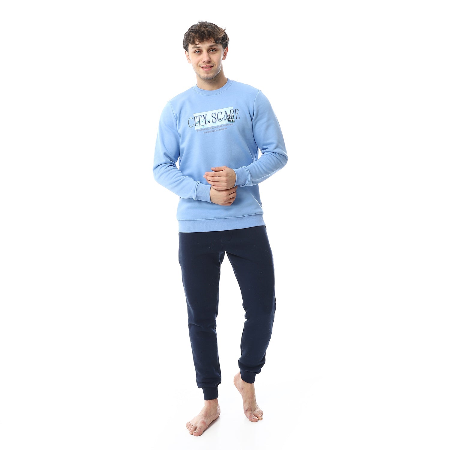 Mens Winter Pajama Printed - Blue