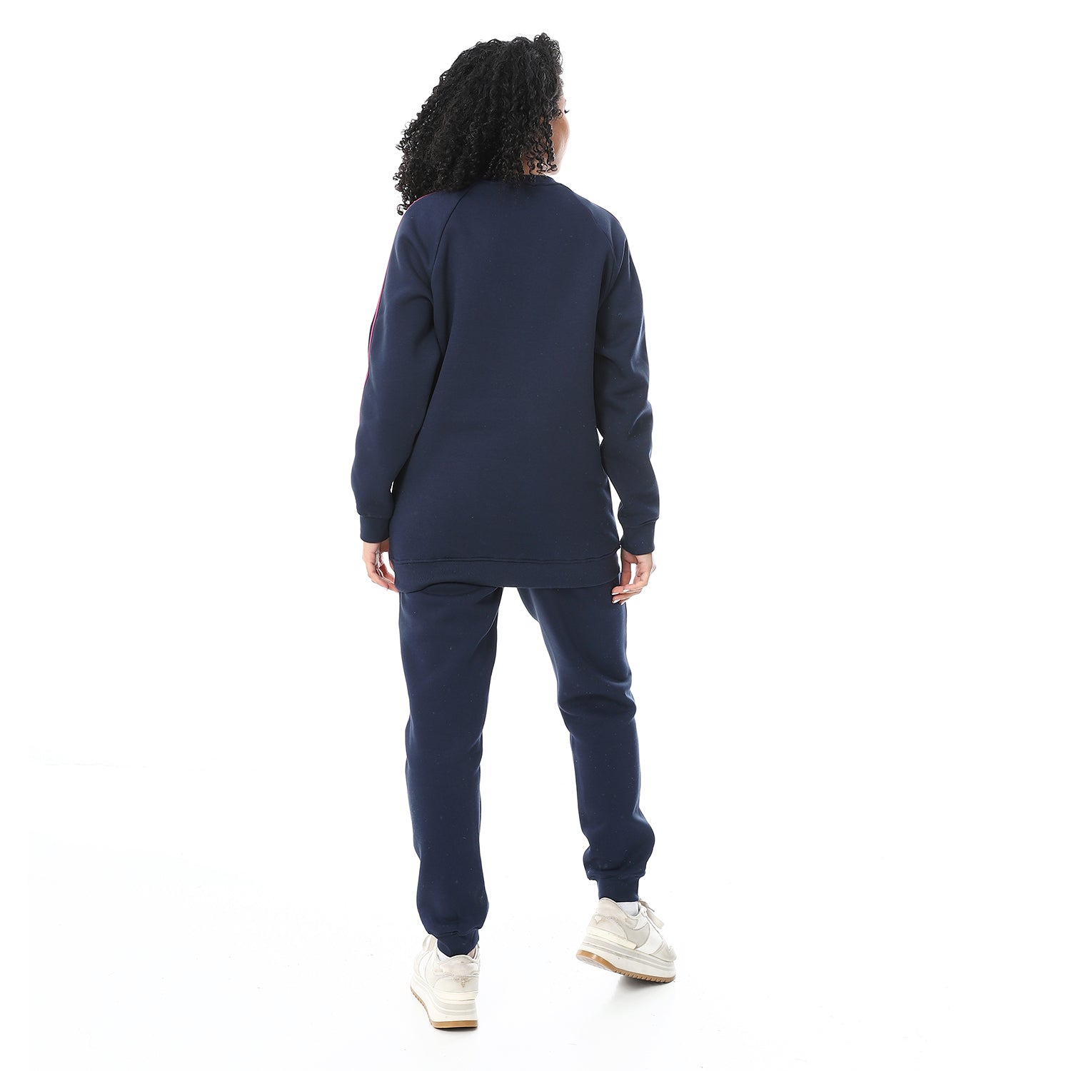 Womens Crew Neck Winter Pajama Set - Navy