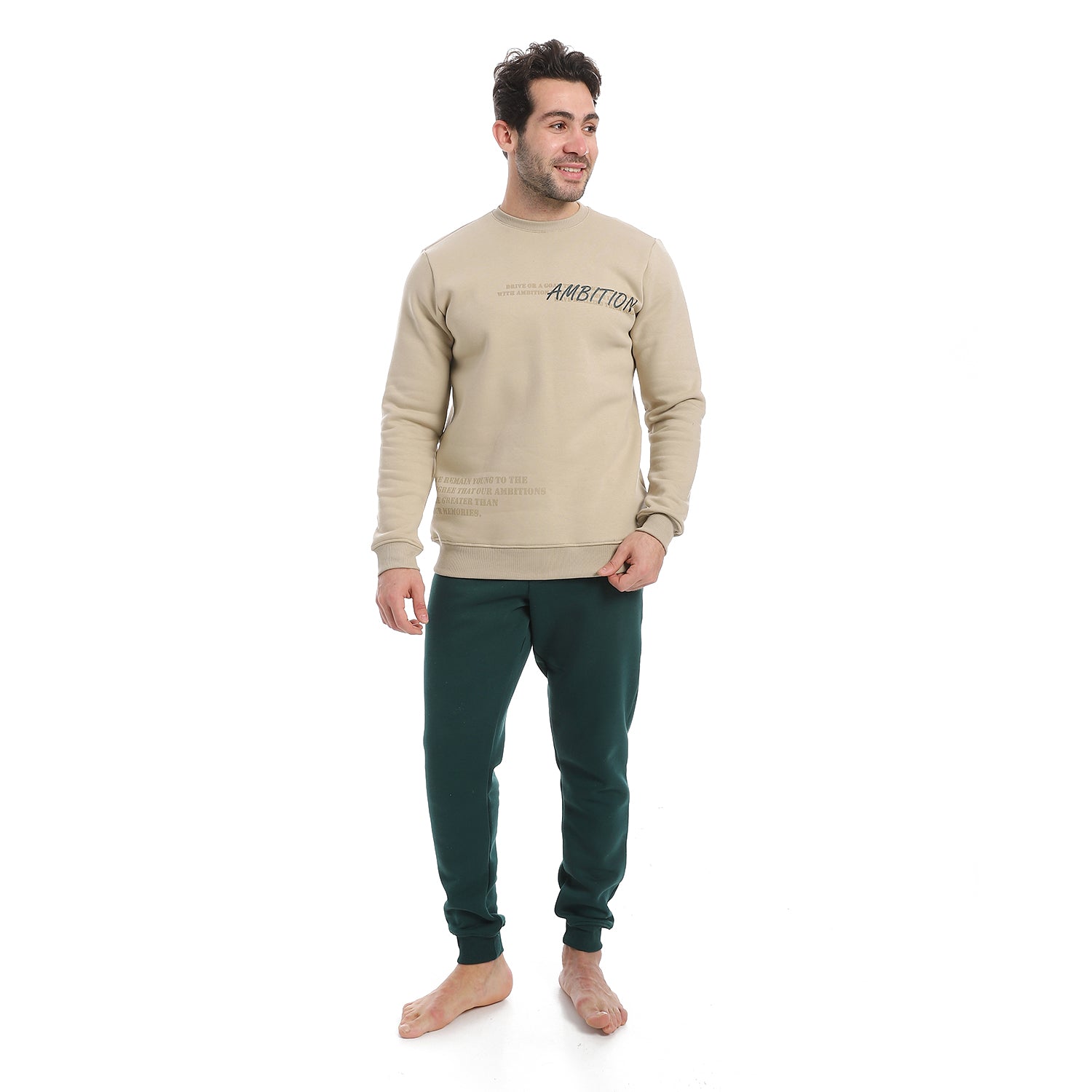 Mens Winter Pajama Printed - Beige