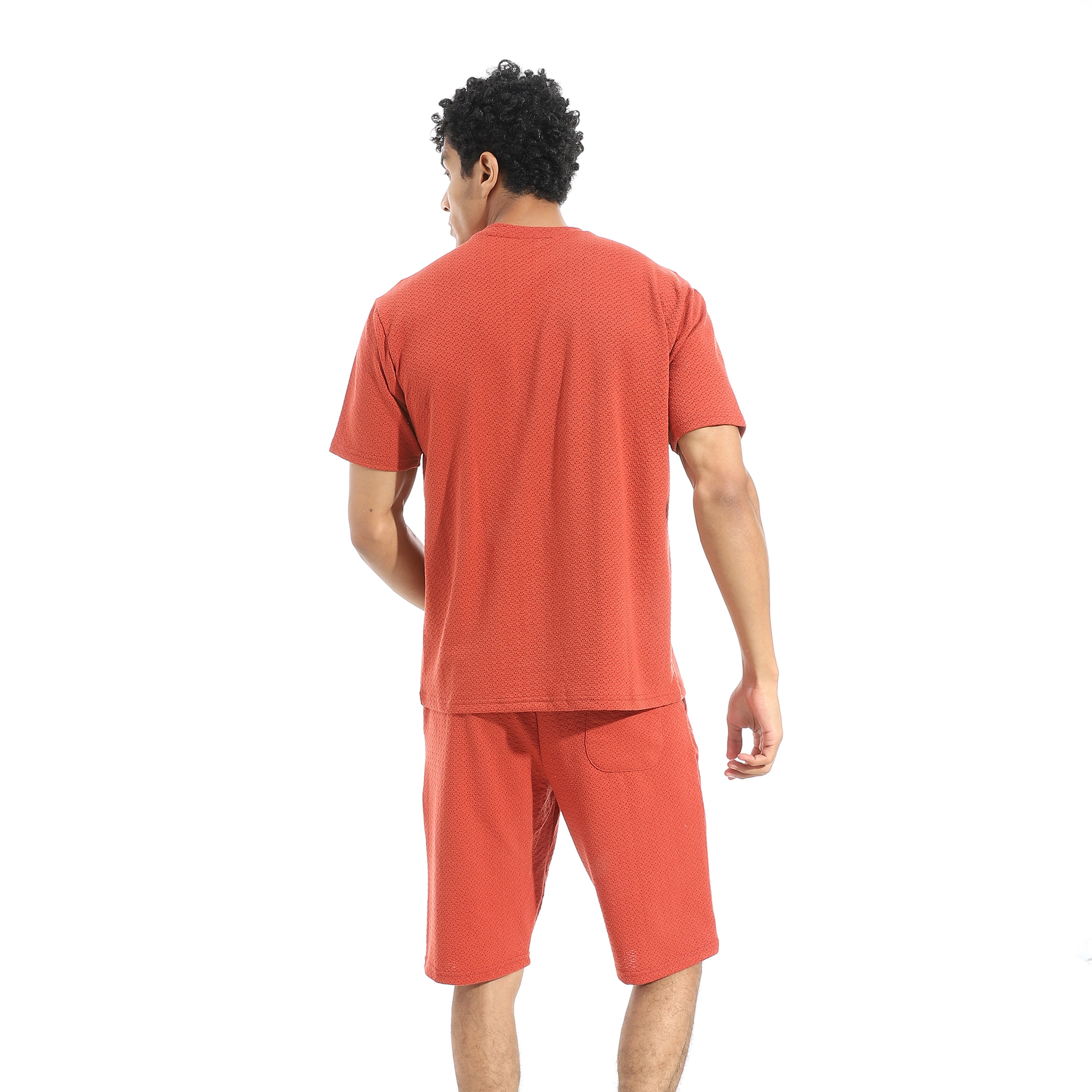 Men's Casual Red T-Shirt & Shorts Set – "DIGGER" Print