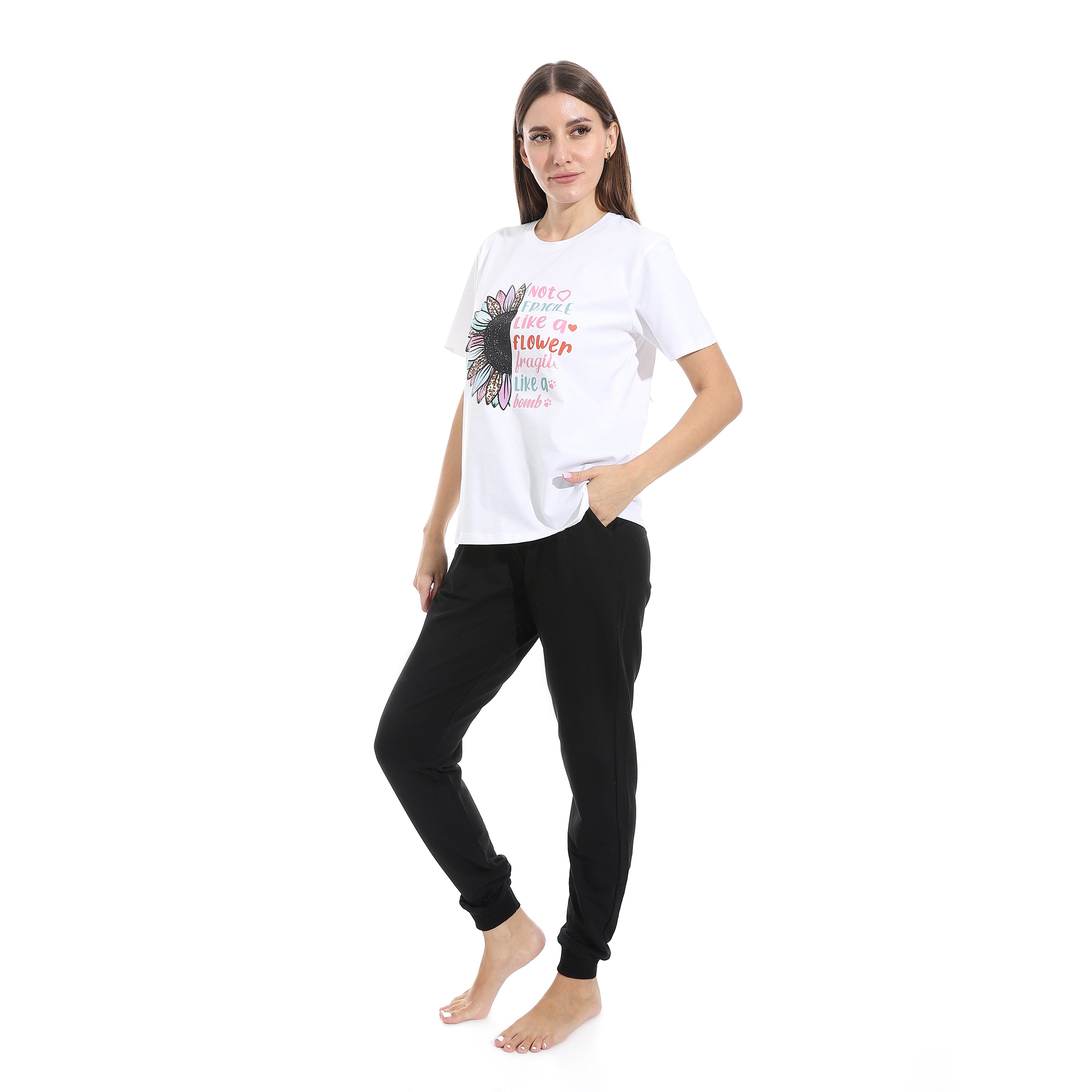 Soft Cotton Women's Activewear Set - Off White