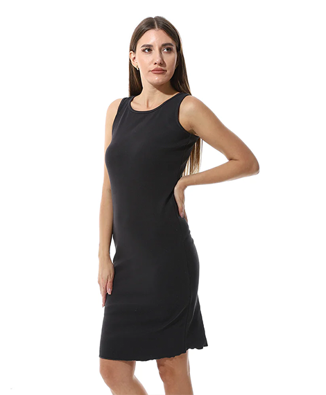 Sleeveless Ribbed Bodycon Midi Dress - Dark Gray